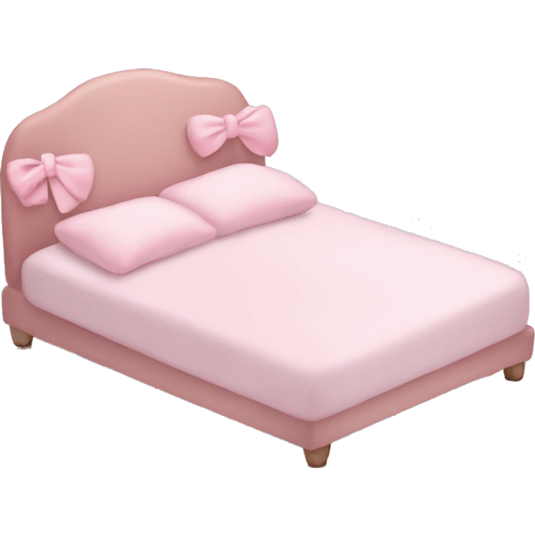 Soft pink bed with white bow emoji