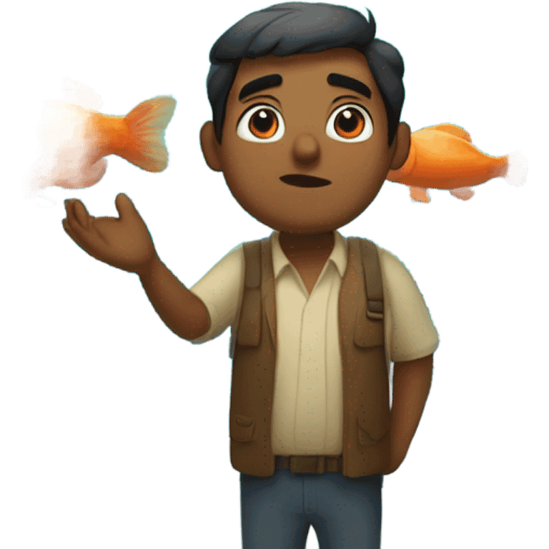 Fat Indian man at an aquarium emoji