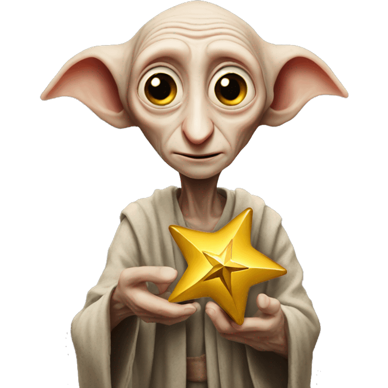 Dobby holds a golden star in his hand emoji