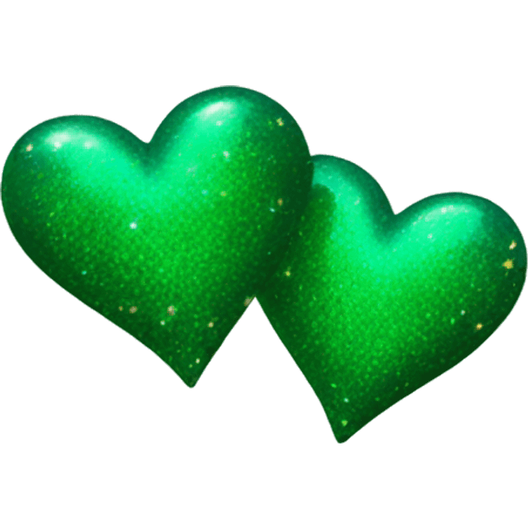 Deep green glittery two hearts emoji