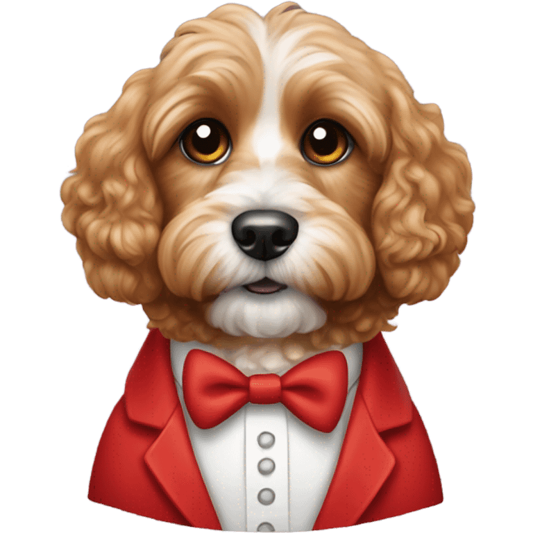 Red tuxedo cavapoo emoji