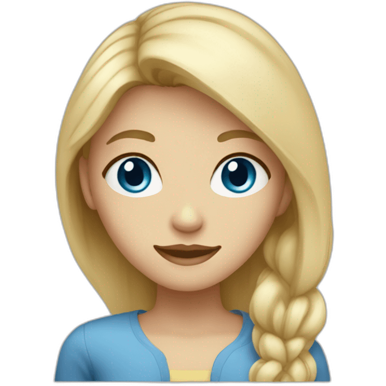 Girl with blond hair and blue eye makeblood test emoji