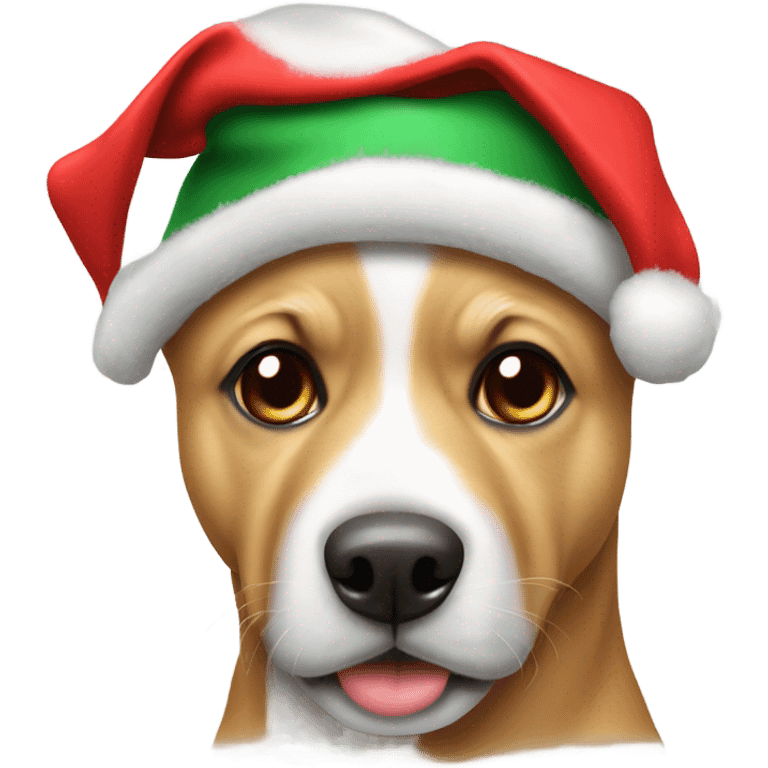 Un perro con gorro de navidad emoji