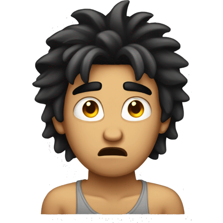 very angry latino guy with longish hair and black hair holding his hands on top of his head  emoji