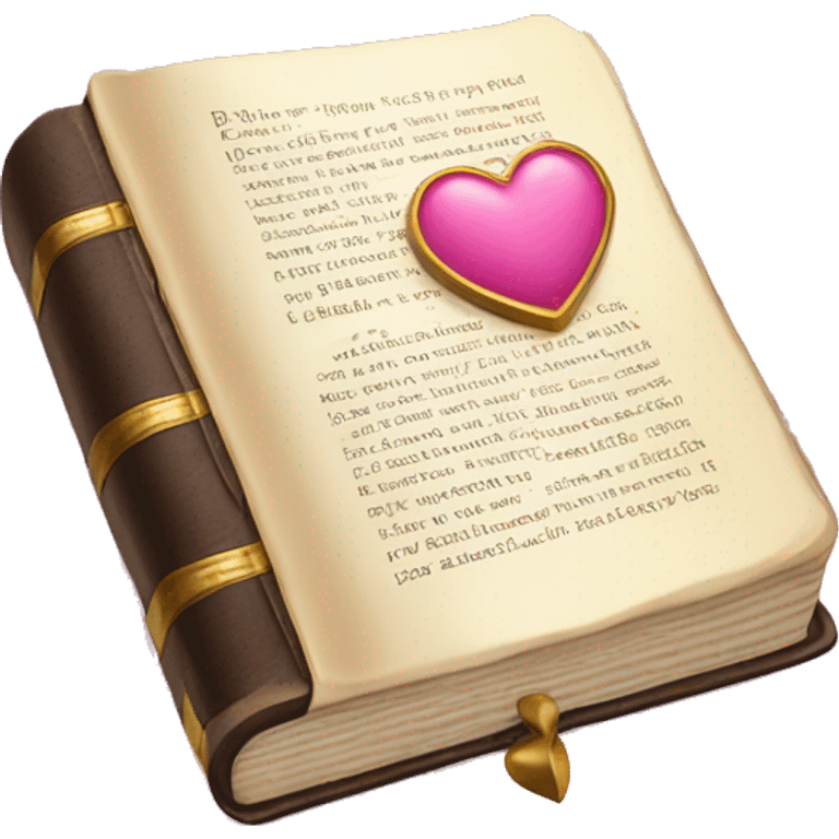 Bible with a heart-shaped bookmark, pink and gold details emoji