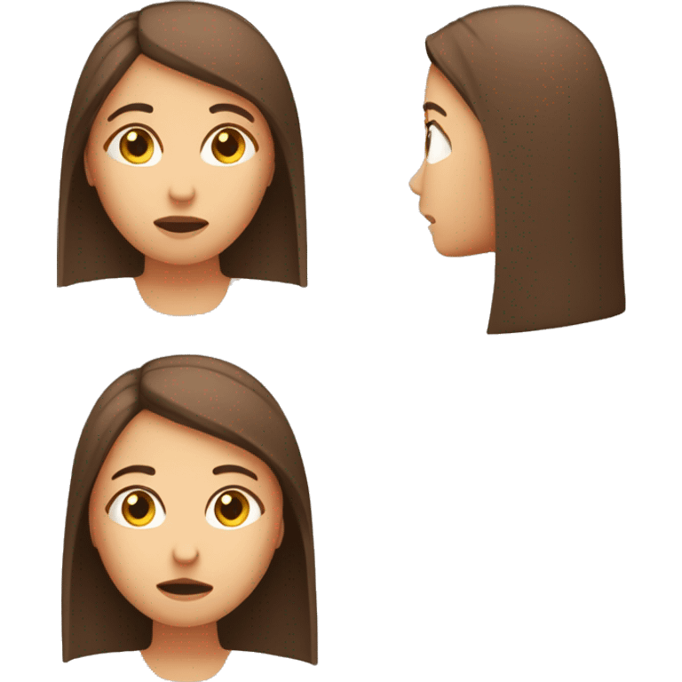 Brown straight hair girl with headache rubbing head emoji