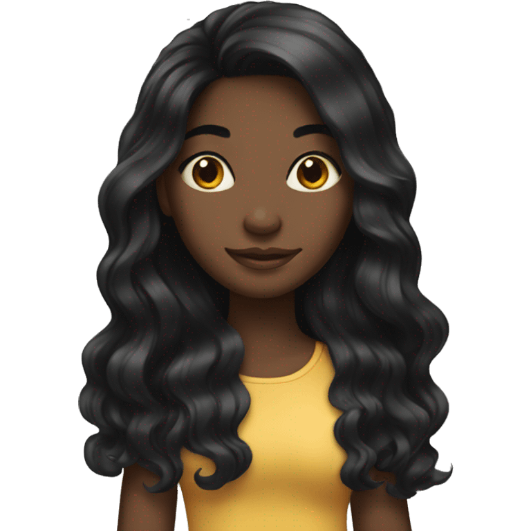 Long black hair black girl emoji