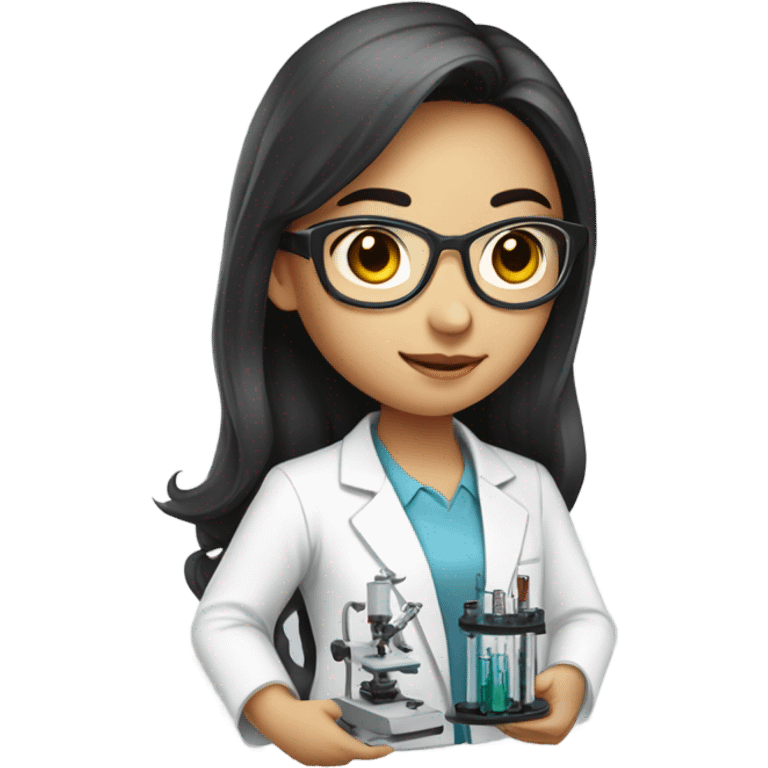 beautiful Asian girl brunette scientist emoji