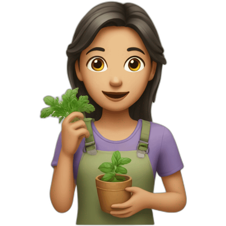 girl with herb in her hand emoji