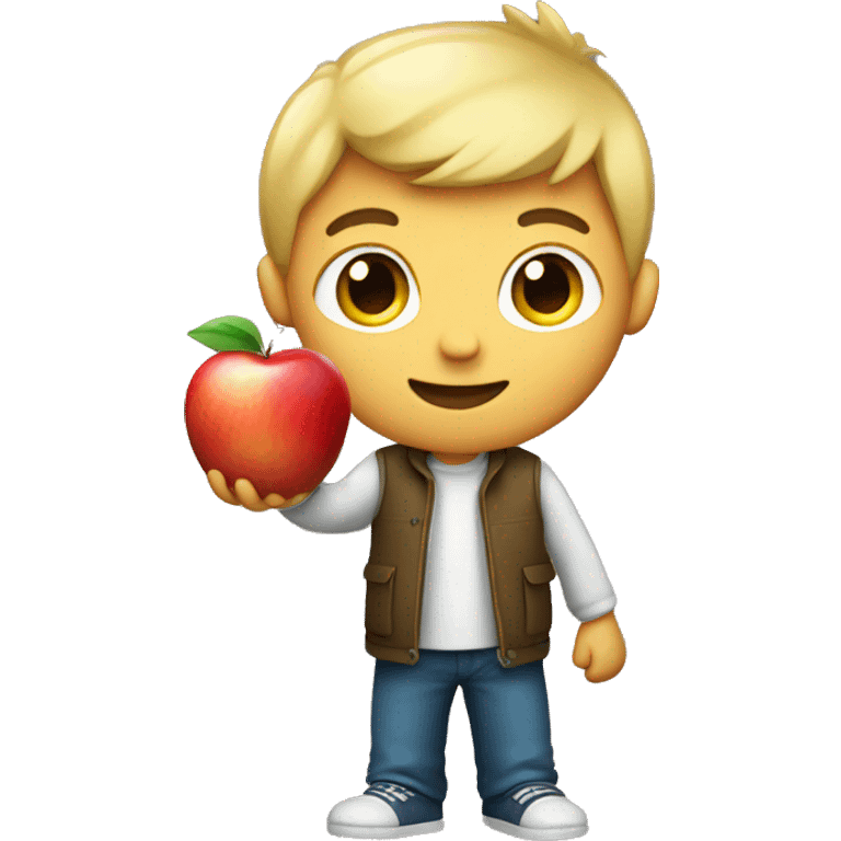 boy holding apple emoji