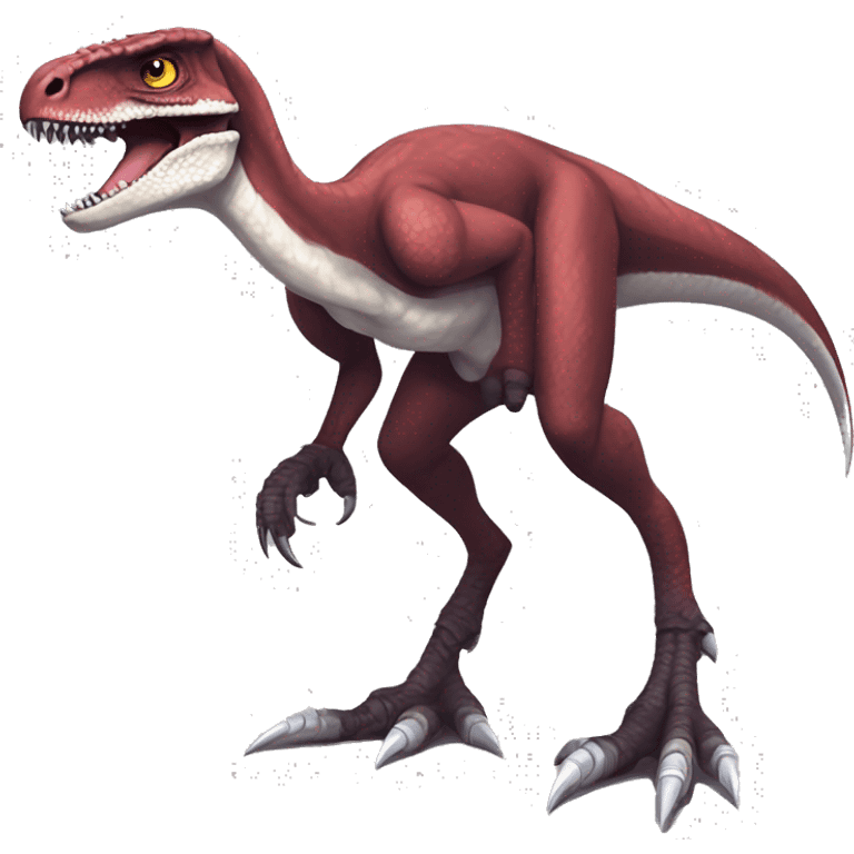 Maroon edgy badass modern handsome velociraptor-Digimon, full body emoji