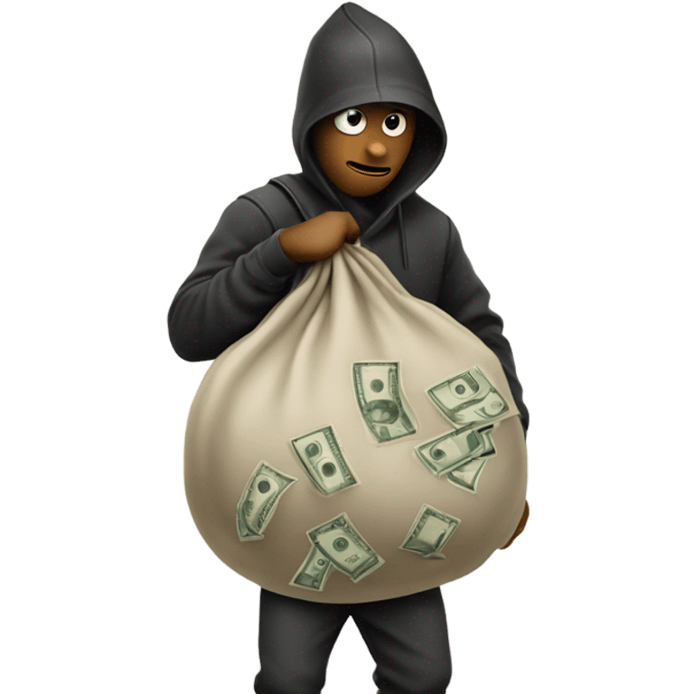 Robber with money sack on back emoji