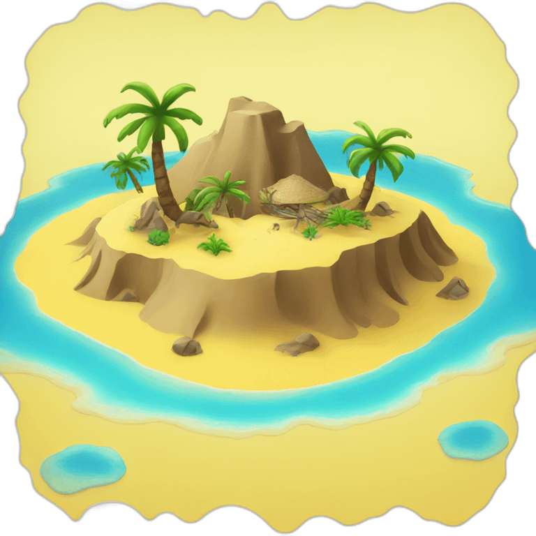 desert island surrounded by yellow liquid emoji