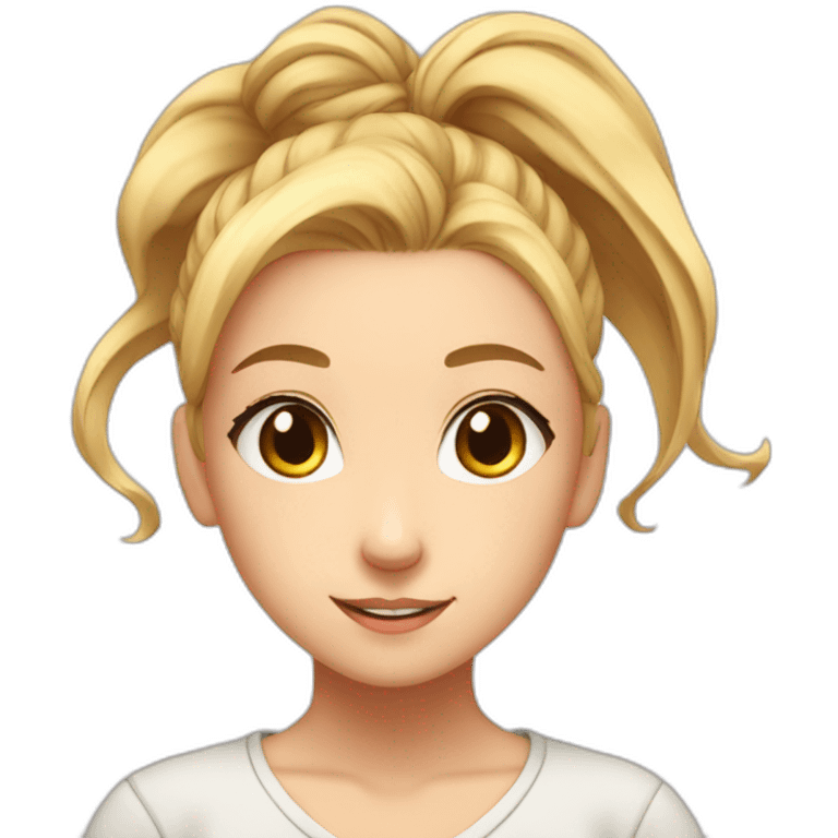 anime-inspired young girl with radiant golden blonde hair tied in a ponytail emoji