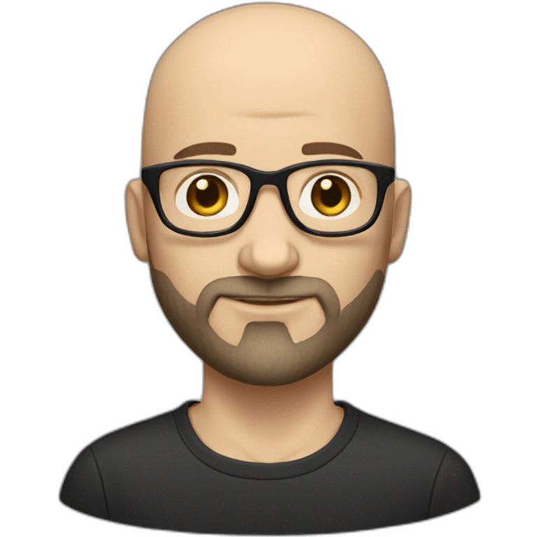 bald white man with beard with rounded glasses and very short black hair emoji