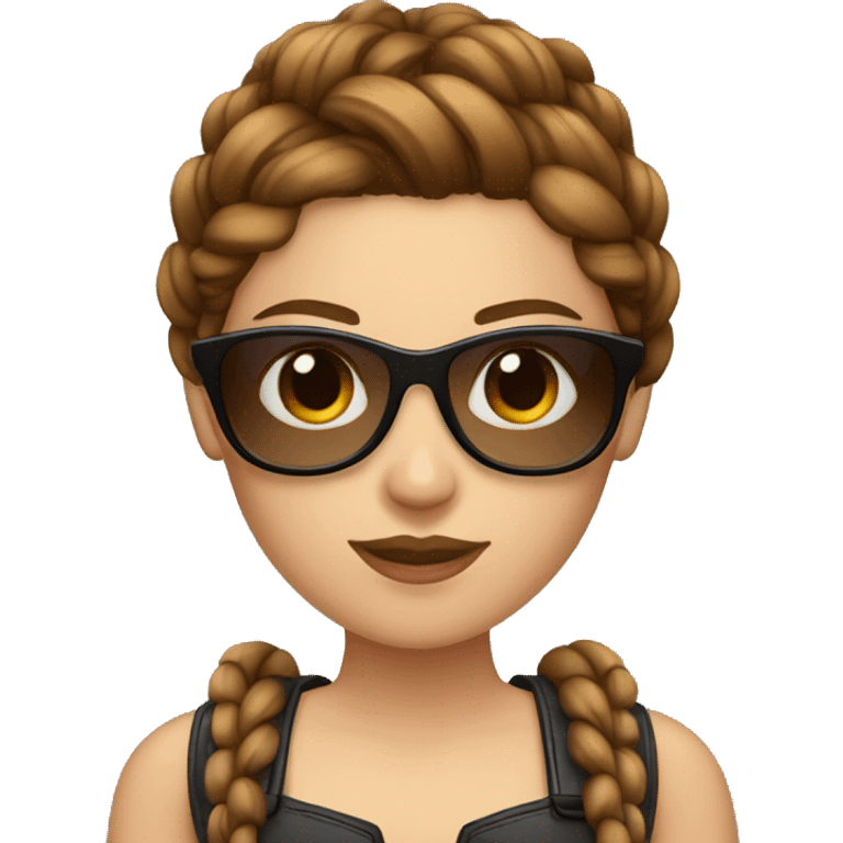 Valkyrie with French braids, brown hair and sunglasses emoji