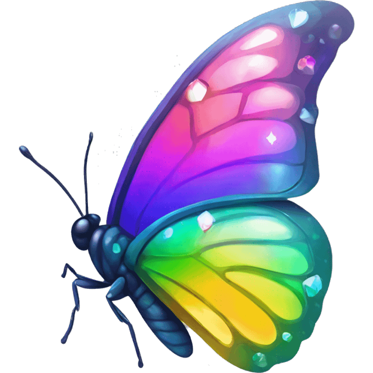 One Shiny-Colorful-Iridescent-Sparkle-Rainbow-Gradient-Crystal-Gem-Butterfly-Crystal-Fly emoji