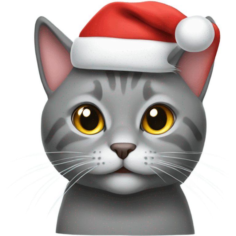 Grey cat with Santa hat emoji