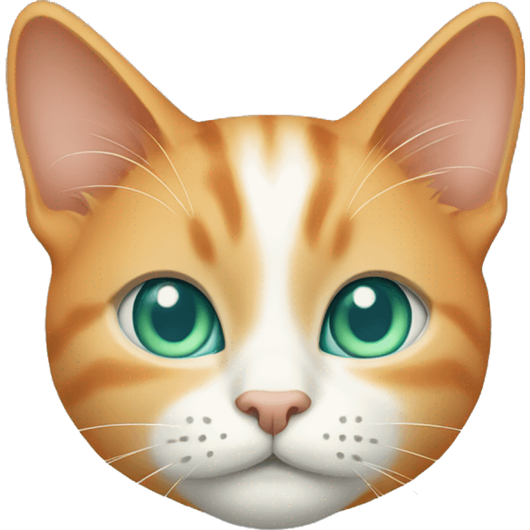 light orange cat with blue/teal collar and light muted green eyes  emoji