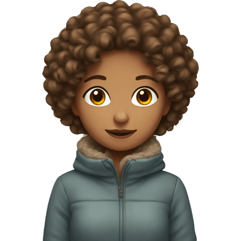 Brown Curly hair girl wearing winter clothes  emoji