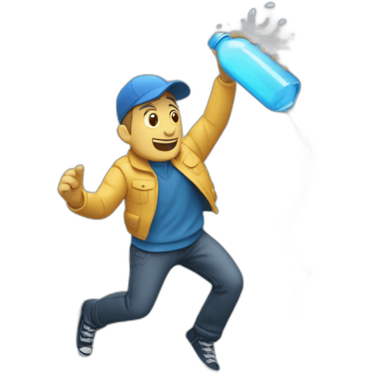 tim robinson splashing water bottle (full body, ios17) emoji