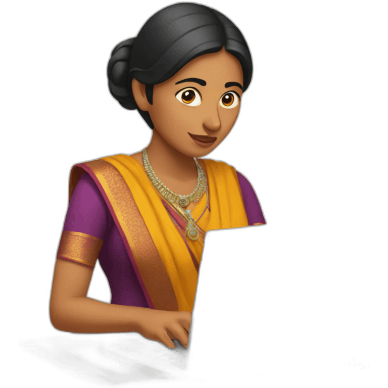 Indian woman typing on a computer emoji