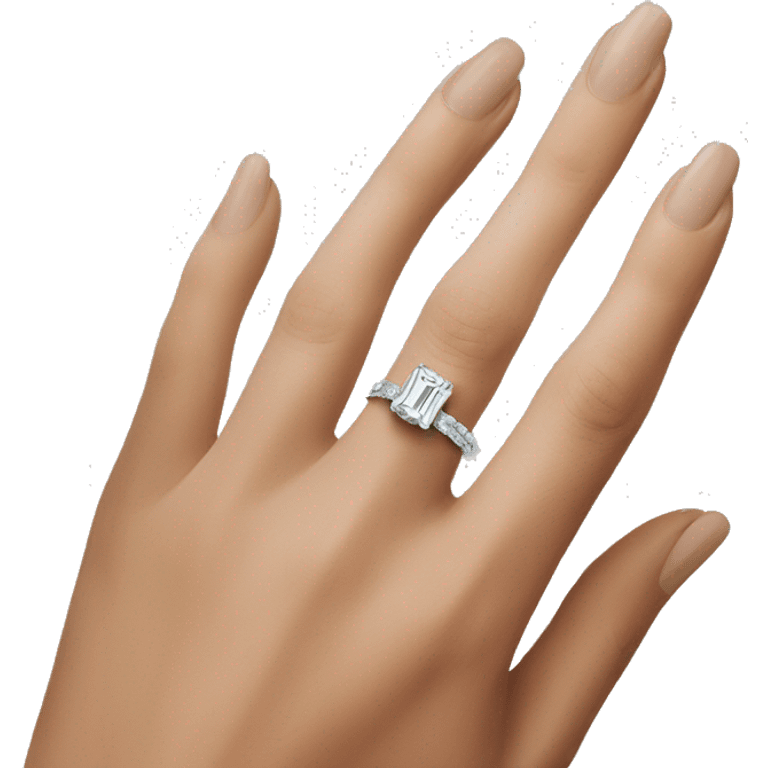 Emerald cut engagement ring on hand emoji