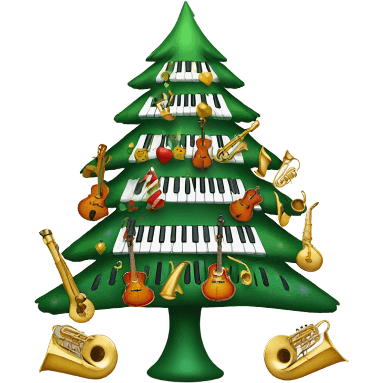 A Christmas tree decorated with musical instruments  emoji