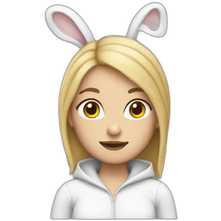 White Female wearing rabbit costume emoji