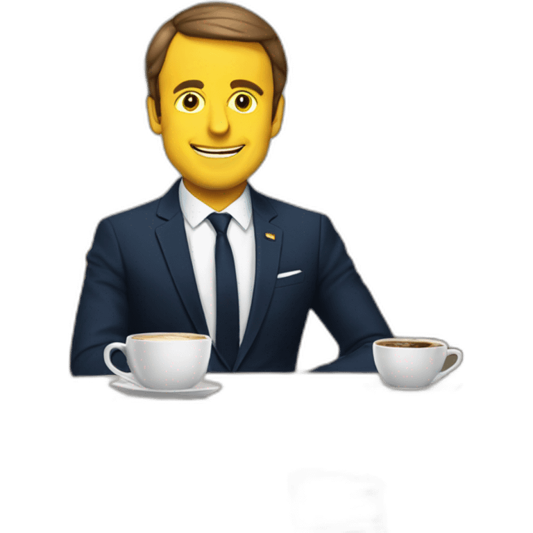 Macron avec in café emoji