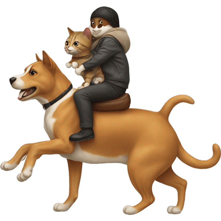 cat riding dog emoji