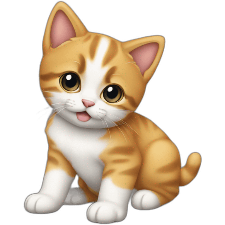 Un chaton sur un chiot emoji