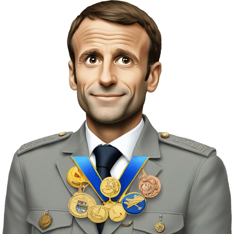 Emmanuel Macron gives a medal to Macron (reward meme) emoji