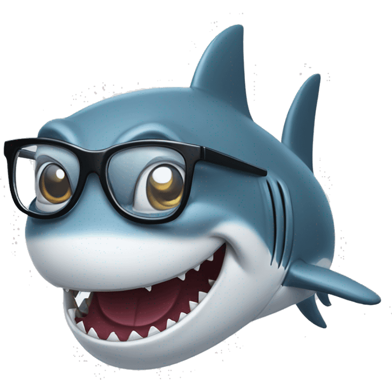 nerdy shark wearing glasses emoji