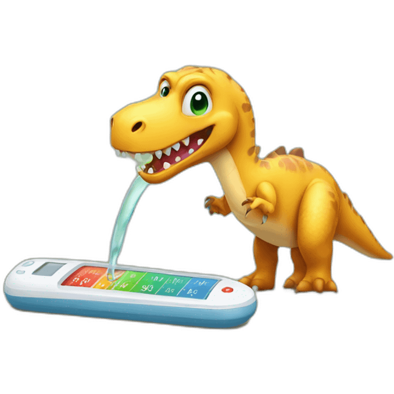 sick dinosaur with thermometer emoji