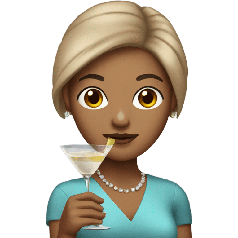 Light skin with brown hair woman holding a martini emoji