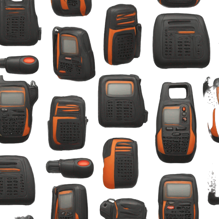 black walkie talkie with red-orange button on side emoji