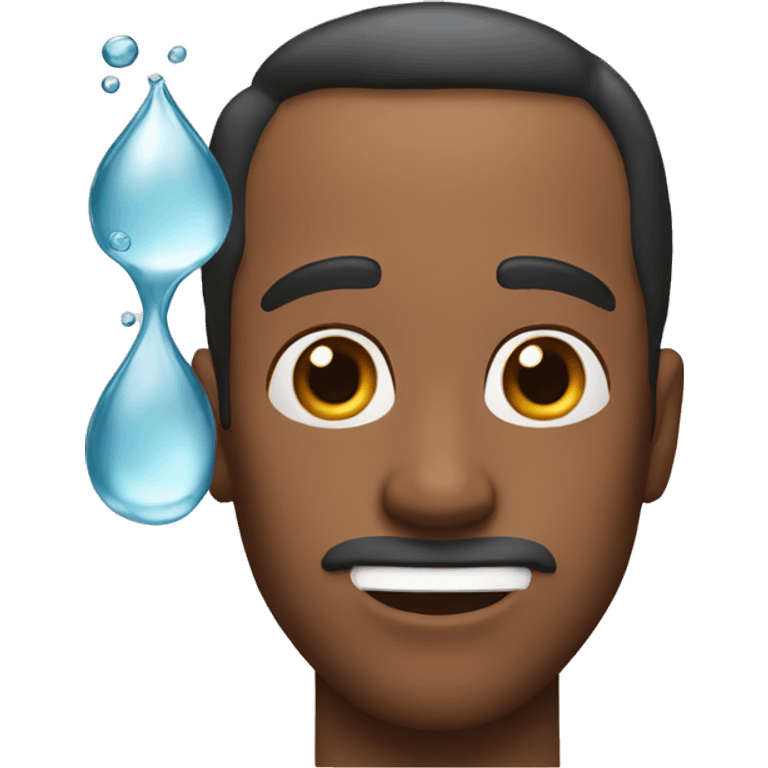 Men with a big forehead and water out of his mouth emoji