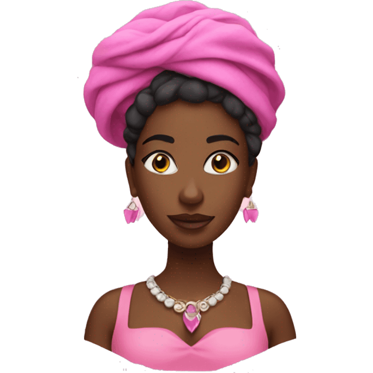 Black Queen with a pink beach backdrop  emoji