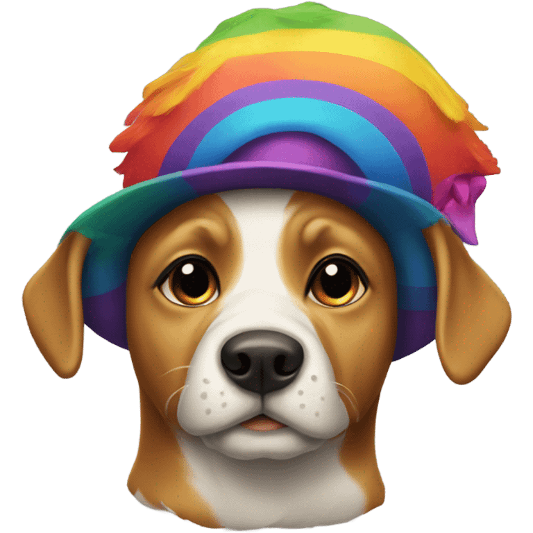 Rainbow dog with hat emoji