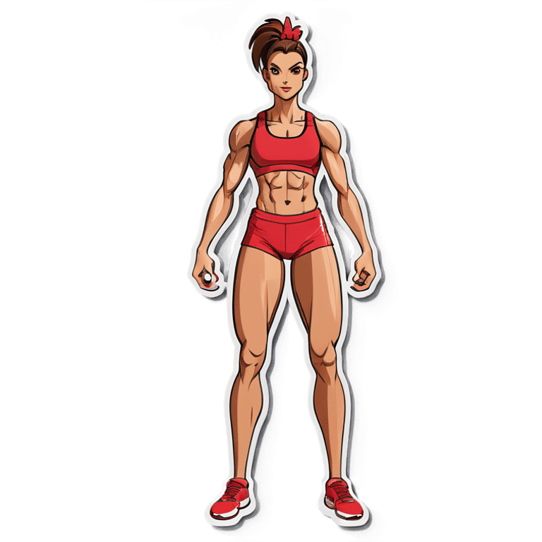 Woman with muscles but skinny chicken legs emoji