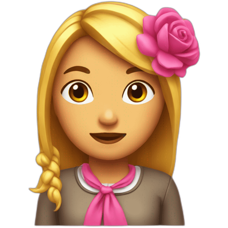 Chica con lazo rosa emoji