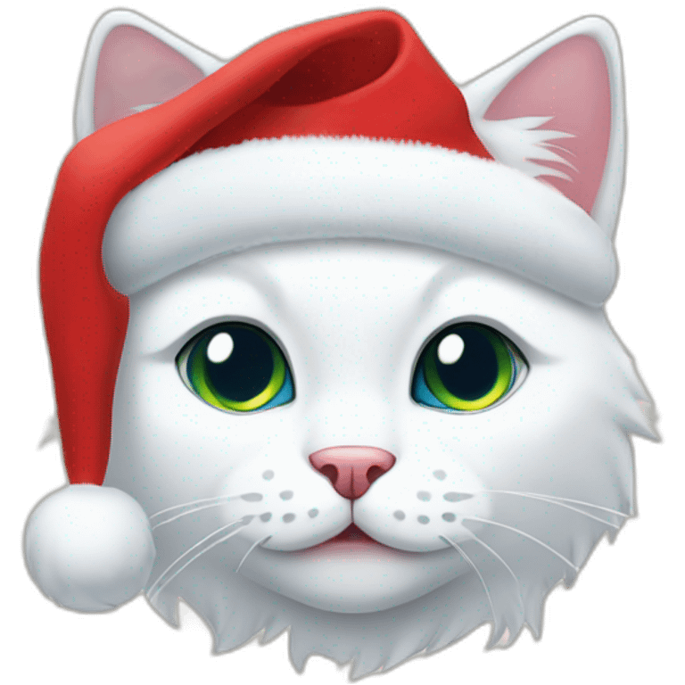 christmas white kitty in red hat emoji