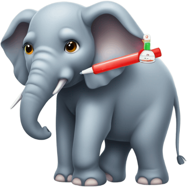 Elephant sick with a thermometer  emoji