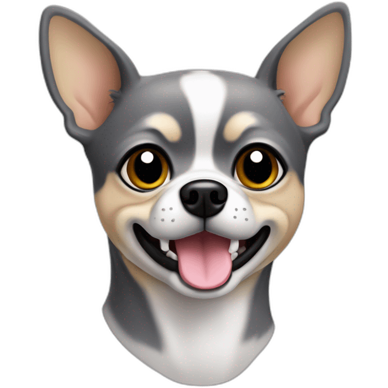 Chien de type chihuaha de 9 ans couleur gris voncée visage emoji