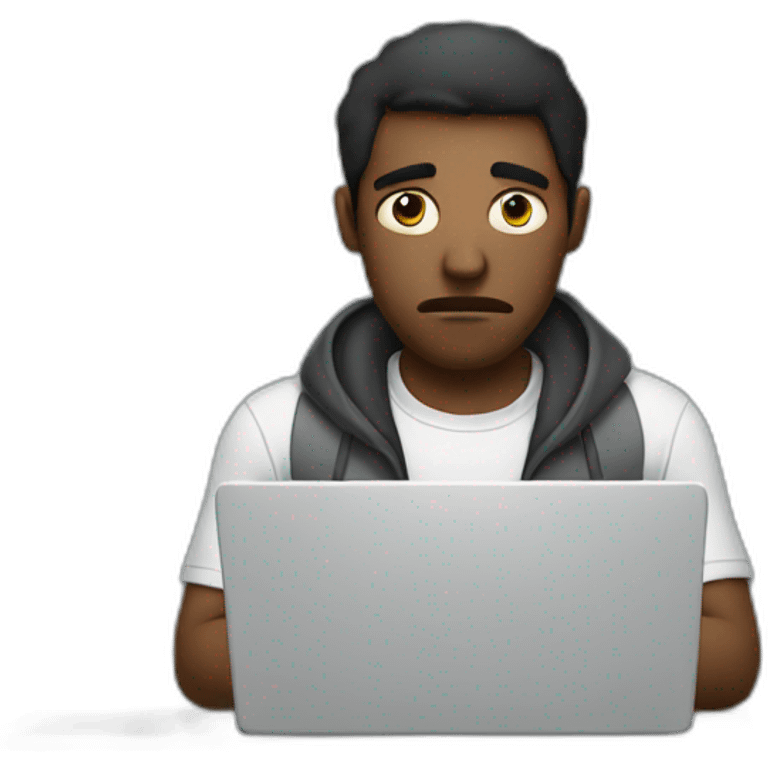 sad man working at laptop emoji