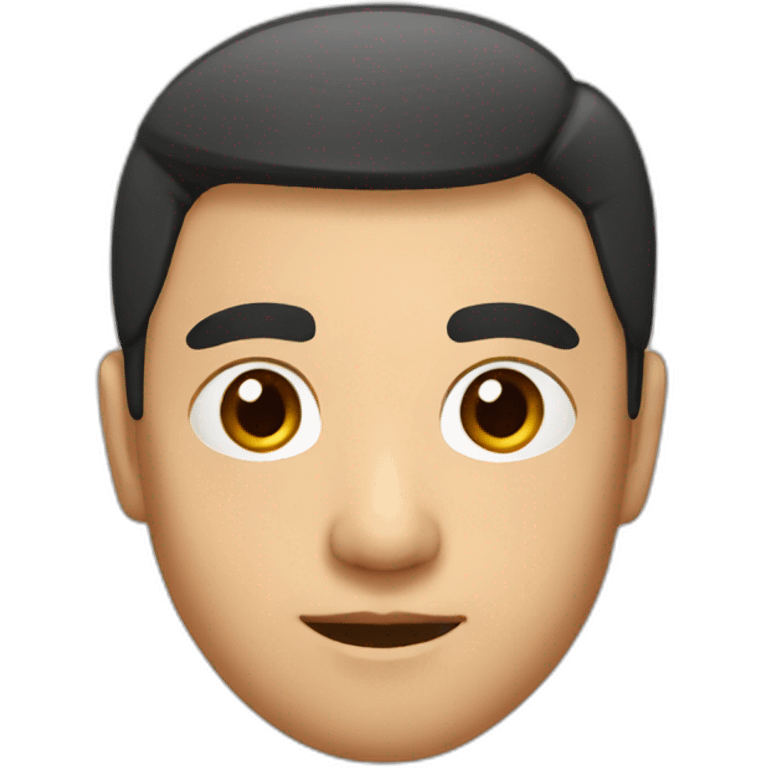 Asian, with thick eyebrows and an inch head emoji