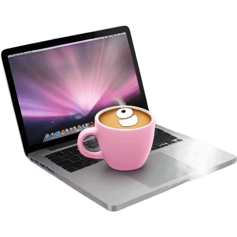 pink macbook and coffee emoji