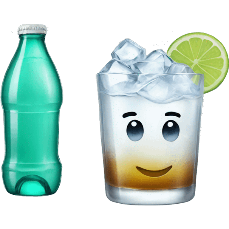 a fresh glass with sprite and ice emoji