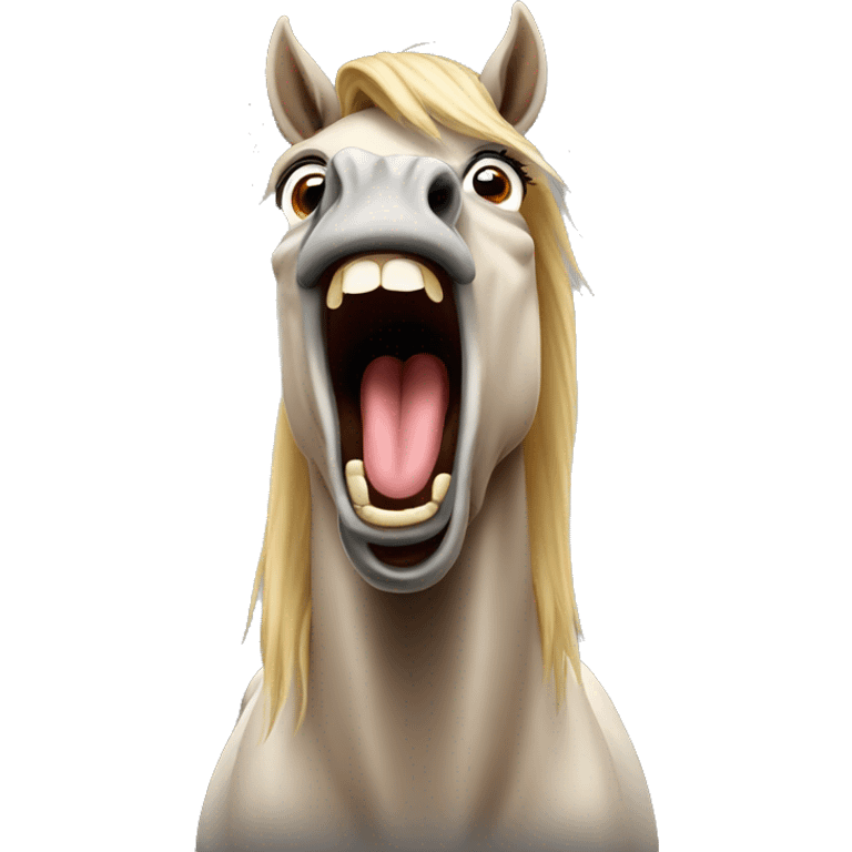 flabbergasted horse with screaming face emoji